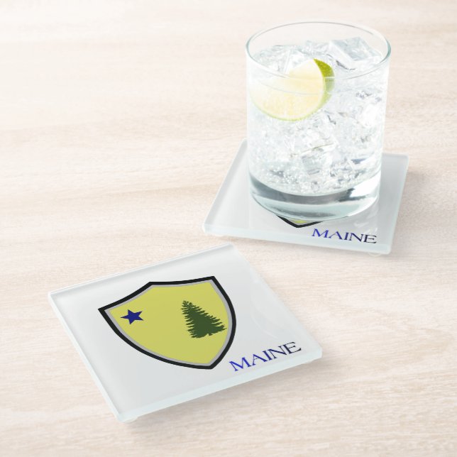 Maine (1901) flag glass coaster (Angled)