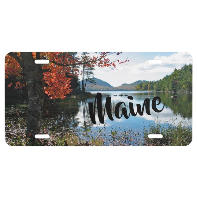 Maine Acadia Lake Landscape Photo License Plate (Front)