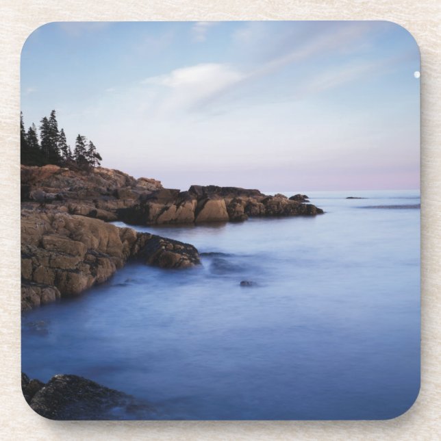 Maine, Acadia National Park, Moonset Beverage Coaster (Front)