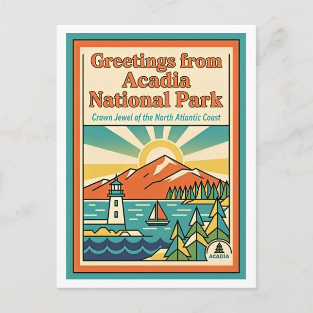 MAINE Acadia National Park Retro Postcard (Front)
