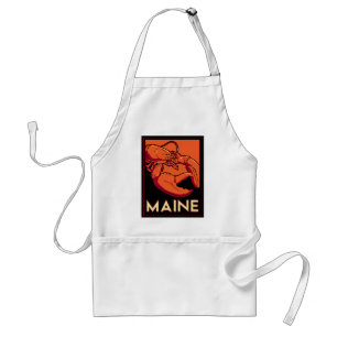 Maine art deco retro travel poster adult apron