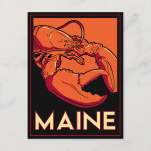 Maine art deco retro travel poster postcard
