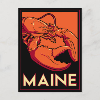 Maine art deco retro travel poster postcard