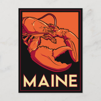 Maine Art Deco Travel Poster Postcard