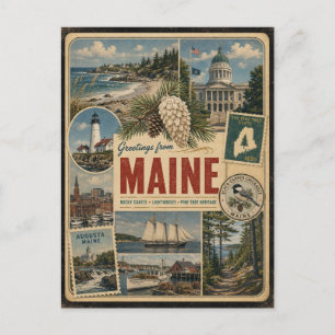 Maine Authentic Vintage Style Postcard