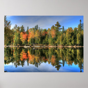 Maine Autumn Fall Foliage Lake Reflections Poster