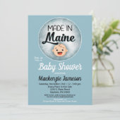 Maine Baby Shower Funny Blue Boys Invitation (Standing Front)