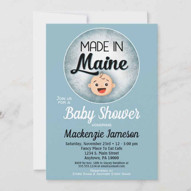 Maine Baby Shower Funny Blue Boys Invitation (Front)