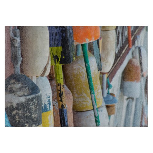 Maine Bar Harbor Colorful lobster trap buoys Cutting Board