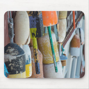 Maine, Bar Harbor. Colorful lobster trap buoys Mouse Pad