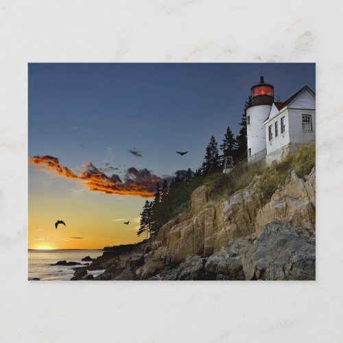 Maine Bass Harbor Lighthouse Photo Postcard