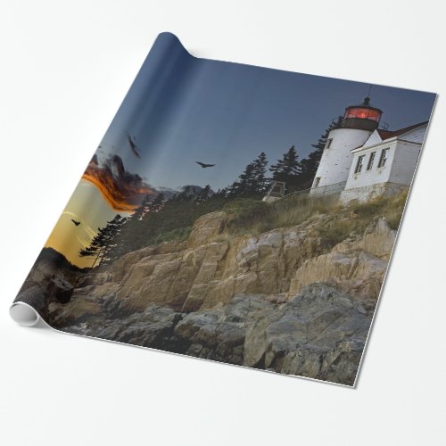 Maine Bass Harbor Lighthouse Photo Wrapping Paper