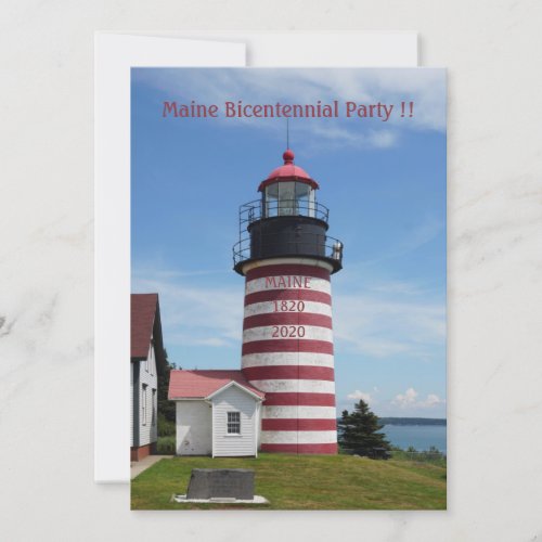 Maine Bicentennial Party West Quoddy Lighthouse Invitation