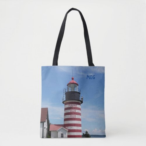 Maine Bicentennial West Quoddy Head Lighthouse Tote Bag
