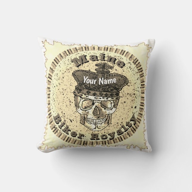 Maine Biker   Throw Pillow (Front)