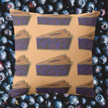 Maine Blueberries Blueberry Pie Slice Dessert Food Throw Pillow by rebeccaheartsny at Zazzle