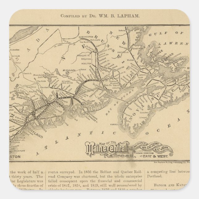Maine Central Railroad Square Sticker (Front)