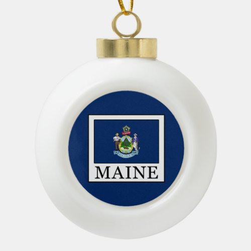 Maine Ceramic Ball Christmas Ornament