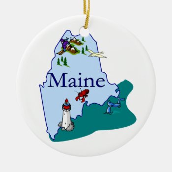 Maine Christmas Tree Ornament by slowtownemarketplace at Zazzle