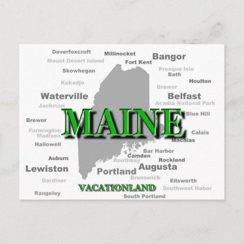 Maine Cities And Towns State Pride Map Postcard