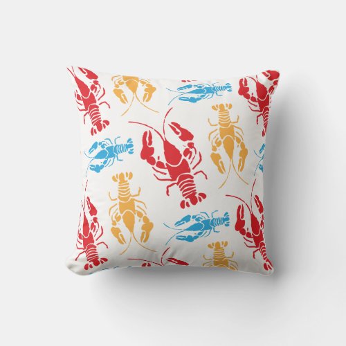 Maine Coast Lifestyle Colorful Lobster Throw Pillow