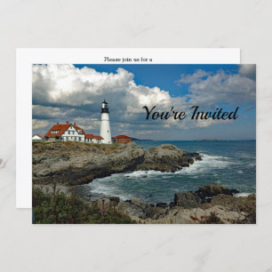 Maine Coast Lighthouse Birthday Invitation