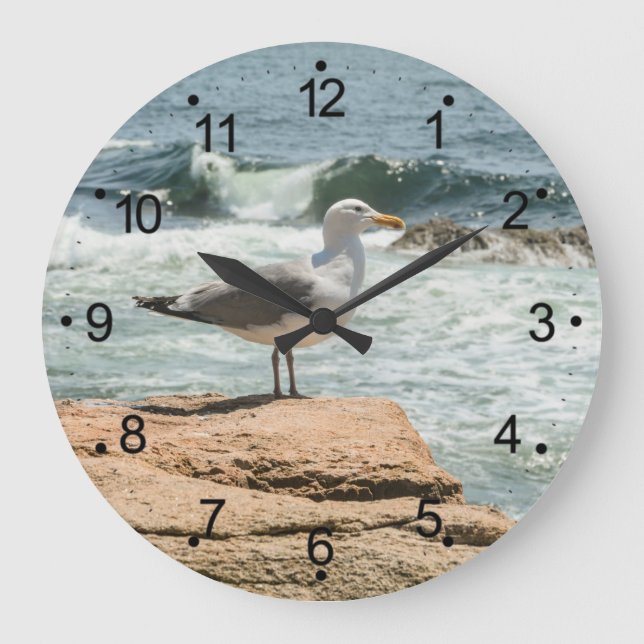 Maine Coast Ocean Seagull  Large Clock (Front)