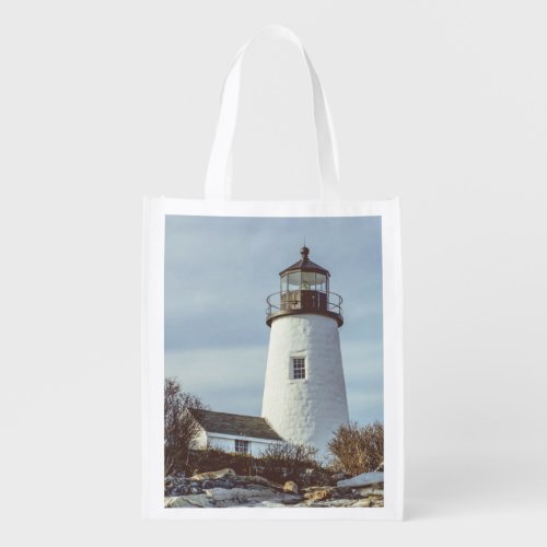 Maine Coast Pemaquid Point Lighthouse Grocery Bag