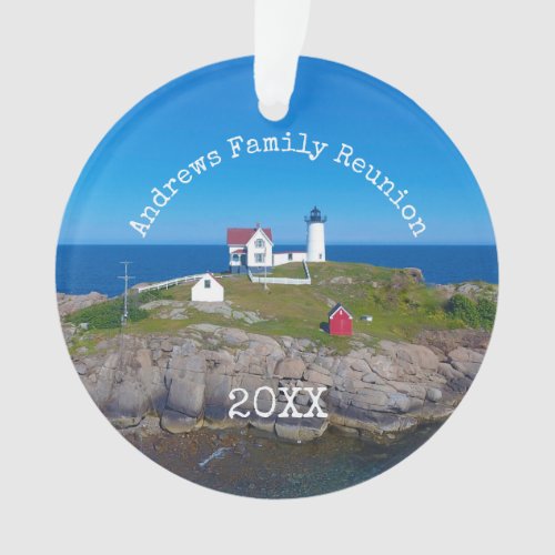 Maine Coastal Family Reunion Photo Nubble Light Ornament