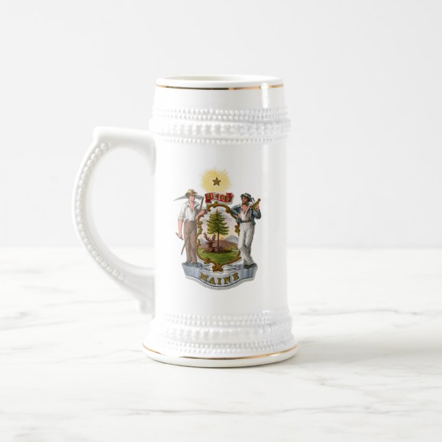 Maine Coat of Arms Beer Stein (Left)