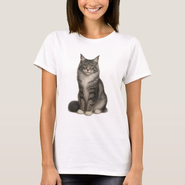 Maine Coon Black Silver T-Shirt (Front)