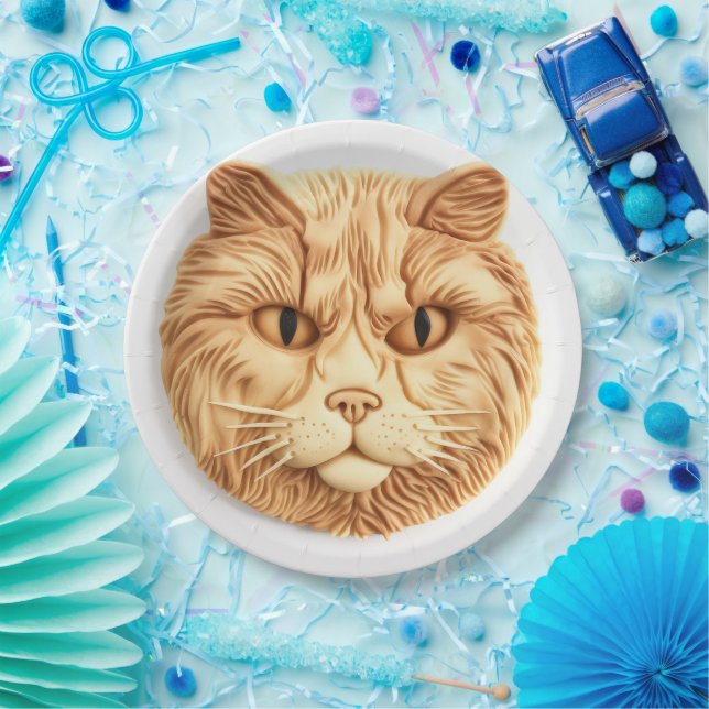Maine Coon Cat 3D Inspired Paper Plates (Party)