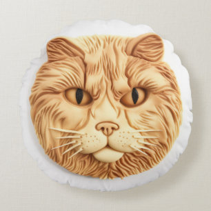 Maine Coon Cat 3D Inspired Round Pillow
