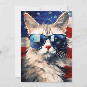 Maine Coon Cat 4th of July Independence day Holiday Card