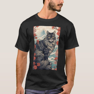 Maine Coon Cat Aesthetic Japanese Ukiyo e 5 T-Shirt
