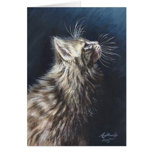 Maine Coon Cat "Angel Light" Greeting Note Card (Front)