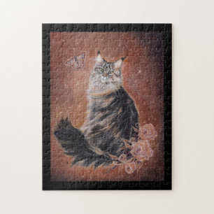 Maine coon cat art by Renee Lavoie Jigsaw Puzzle