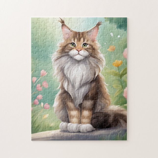 Maine Coon Cat Art Jigsaw Puzzle (Vertical)