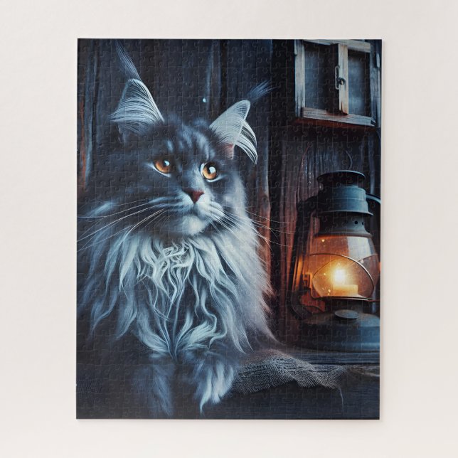MAINE COON CAT ART JIGSAW PUZZLE (Vertical)