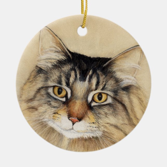 Maine Coon Cat Art Ornament (Front)