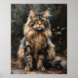 Maine Coon Cat Art Print Poster