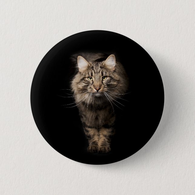 Maine Coon Cat black Button (Front)