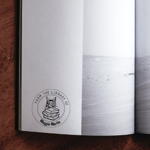 Maine Coon Cat, Book From the Library Of  Rubber Stamp