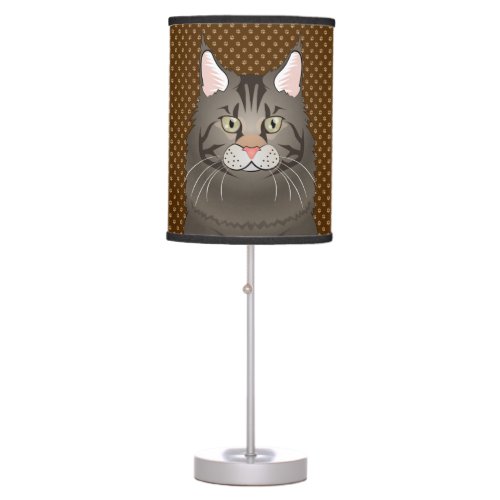 Maine Coon Cat Cartoon Paws Table Lamp