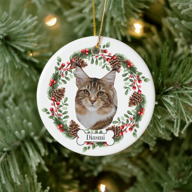 maine coon cat ceramic ornament (Tree)