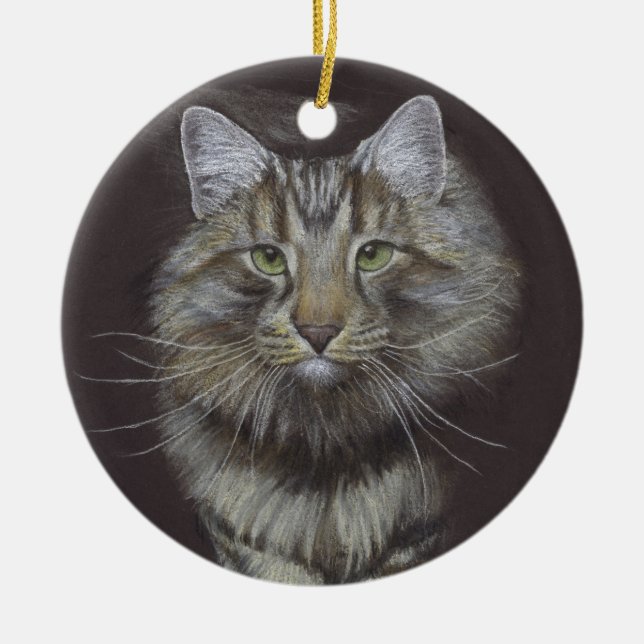 Maine Coon Cat Ceramic Ornament (Front)