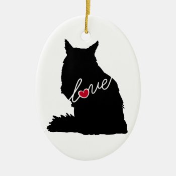 Maine Coon Cat Ceramic Ornament by Silhouette_Shop at Zazzle