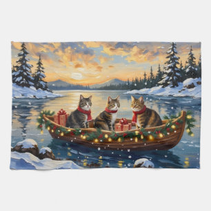 Maine Coon Cat Christmas Boat Holiday Kitchen Towel