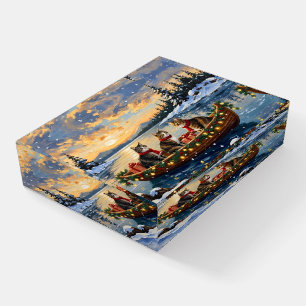 Maine Coon Cat Christmas Boat Holiday Paperweight