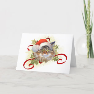 Maine Coon Cat Christmas Card